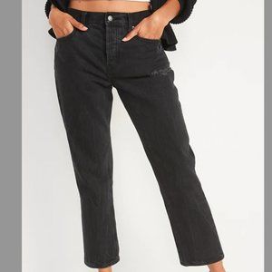 Old Navy High-Waisted Slouchy Straight Cropped Distressed Jeans